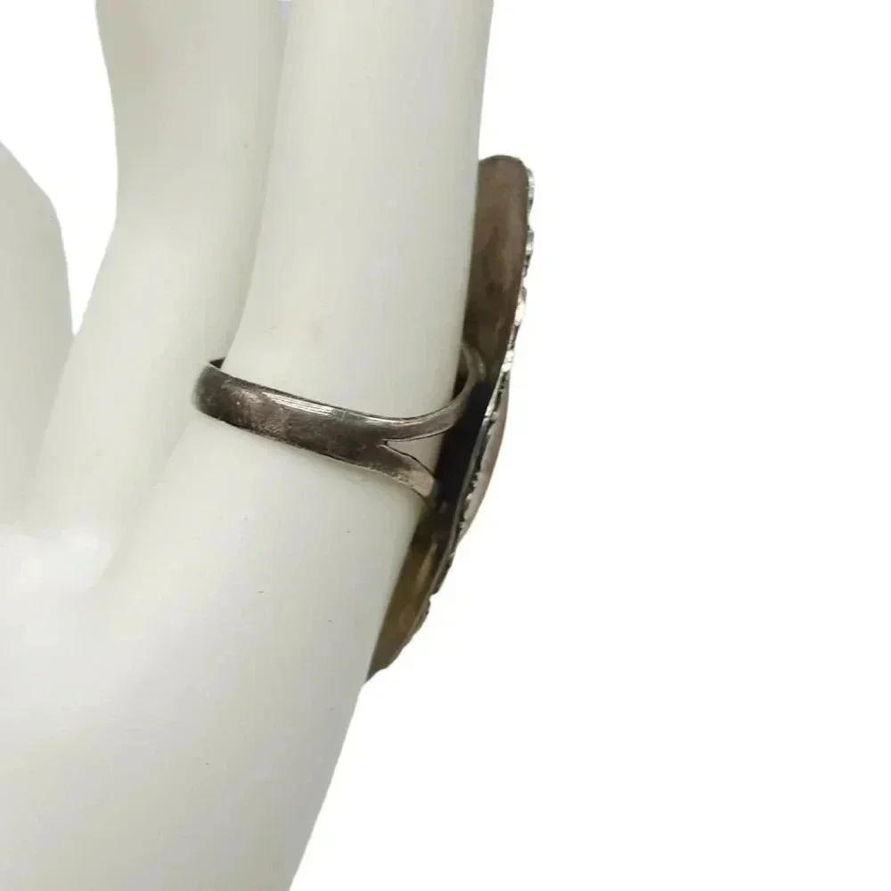 925 Sterling Silver Red Spiny Oyster Stone Ring Size 7 Vintage Southwest